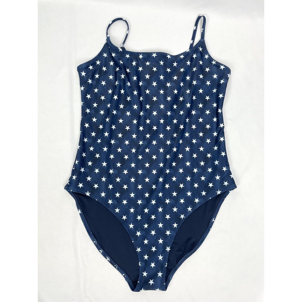 Old Navy Women XL Blue‎ White Stars One Piece Swimsuit Ties in Back